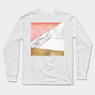 Arty rose gold glitter marble Long Sleeve T-Shirt